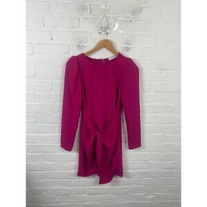 Amanda Uprichard Women's Tie Waist Calabra Mini Dress Long Sleeves Pink Size XS
